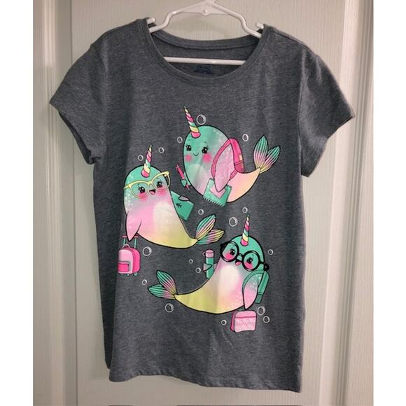 "The Place "Girls Large (10-12) T-shirt    "Narwhals" - Picture 1 of 4